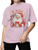 Cheerful Santa Claus with Reindeer Women's T-shirt
