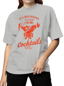 Santa in Cocktail Glass Holiday Fun Women's T-shirt