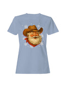 Cowboy Santa Festive Snowflakes Women's T-shirt