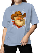 Cowboy Santa Festive Snowflakes Women's T-shirt