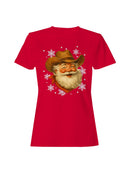 Cowboy Santa Festive Snowflakes Women's T-shirt
