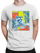 Cozy Raccoon Café Art Print Men's T-shirt