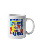 Bold Artistic "Born in the USA" Design UN Mug