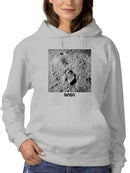 Officially Licensed Nasa Moon Landing Footprint Monument Women's Hoodie