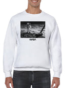 Officially Licensed Nasa Moon Landing Astronaut Scene Men's Sweatshirt