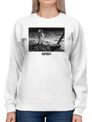 Officially Licensed Nasa Moon Landing Astronaut Scene Women's Sweatshirt