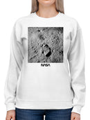 Officially Licensed Nasa Moon Landing Footprint Monument Women's Sweatshirt