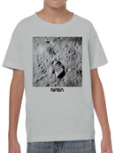 Officially Licensed Nasa Moon Landing Footprint Monument Youth's T-shirt