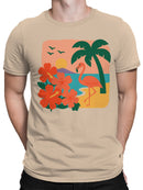 Tropical Sunset Flamingo Scene Men's T-shirt