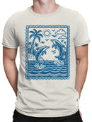 Tropical Dolphins and Palm Scene Men's T-shirt