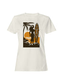 Tropical Sunset Surfer Art Women's T-shirt