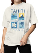 Tahiti Scenic Stamps Art Women's T-shirt