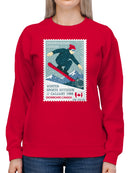Snowboarding Canada Stamp Design Women's Sweatshirt