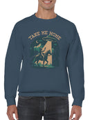 Take Me Home UFO Cowboy Design Men's Sweatshirt