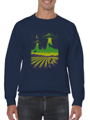 Alien Cow Abduction Fields Men's Sweatshirt