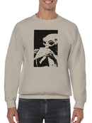Cryptid Holding Frog Illustration Men's Sweatshirt