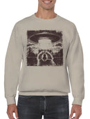 Raccoon Meets UFO Adventure Men's Sweatshirt