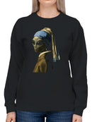 Alien with a Pearl Earring Art Women's Sweatshirt