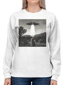 Alien Cat in Desert Encounter Women's Sweatshirt