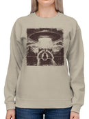 Raccoon Meets UFO Adventure Women's Sweatshirt