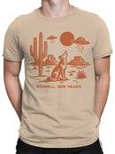 Roswell Desert Wolf and UFO Scene Men's T-shirt