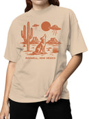 Roswell Desert Wolf and UFO Scene Women's T-shirt