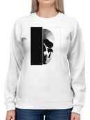 Half Shadow Sketched Skull Art Women's Sweatshirt