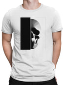Half Shadow Sketched Skull Art Men's T-shirt