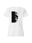 Half Shadow Sketched Skull Art Women's T-shirt