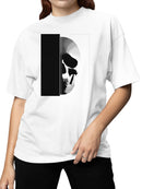 Half Shadow Sketched Skull Art Women's T-shirt