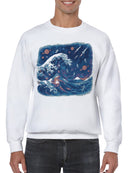 Cosmic Wave Odyssey: Astronauts and Planets Men's Sweatshirt