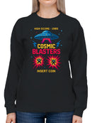 Cosmic Blasters Retro Arcade Art Women's Sweatshirt