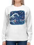 Cosmic Wave Odyssey: Astronauts and Planets Women's Sweatshirt