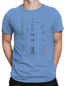 Saturn V Rocket Blueprint Design Men's T-shirt