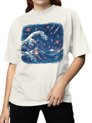 Cosmic Wave Odyssey: Astronauts and Planets Women's T-shirt