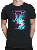 Glitch Art Wolf: Neon Vision Men's T-shirt