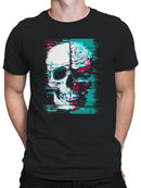 Digital Glitch Skull and Brain Art Men's T-shirt