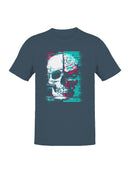 Digital Glitch Skull and Brain Art Men's T-shirt