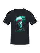 Glitch Art Jellyfish in Neon Men's T-shirt
