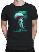 Glitch Art Jellyfish in Neon Men's T-shirt