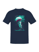Glitch Art Jellyfish in Neon Men's T-shirt