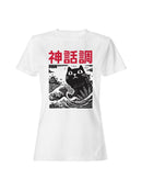 Mythical Cat and Wave Design Women's T-shirt
