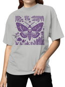 Moth with Skull and Floral Elements Women's T-shirt