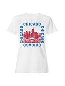 Chicago Skyline Red-Blue Illustration Women's T-shirt