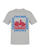 Chicago Skyline Red-Blue Illustration Men's T-shirt