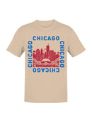 Chicago Skyline Red-Blue Illustration Men's T-shirt