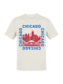 Chicago Skyline Red-Blue Illustration Men's T-shirt