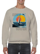 Open Water Sailboat Sunrise Art Men's Sweatshirt