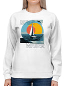 Open Water Sailboat Sunrise Art Women's Sweatshirt