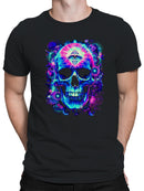 Cosmic Vision Vibrant Skull Art Men's T-shirt